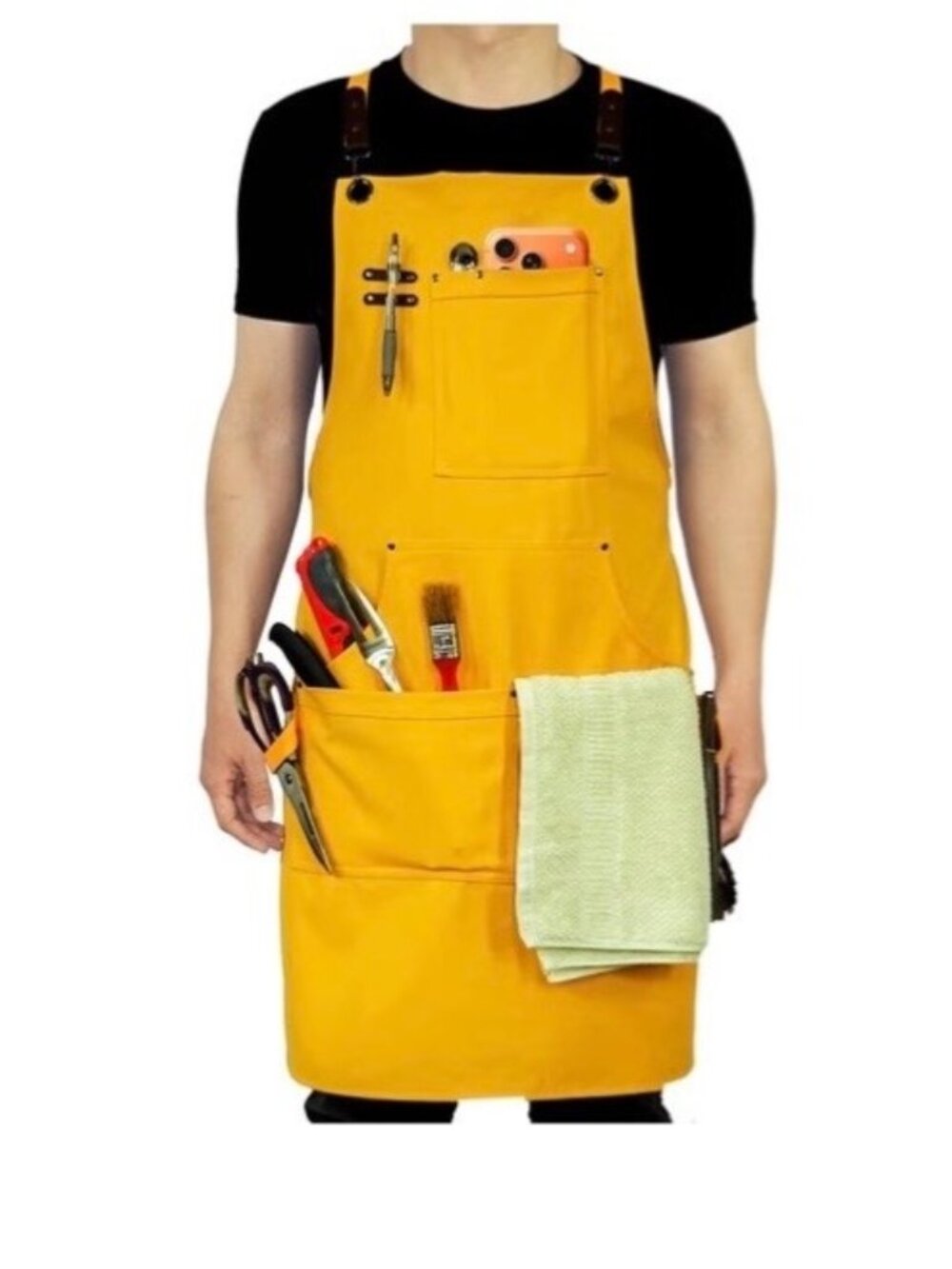 NWT Utility Yellow Tool Apron With Multi Pockets For Men & Women Adjustable Stra